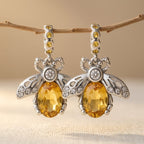 925 Sterling Silver Bee Earrings with Yellow Stones