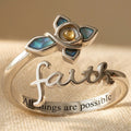 Adjustable Faith Cross Mustard Seed Abalone Shell Ring