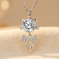 925 Sterling Silver Moissanite Cat Pendant Necklace