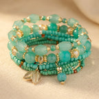 Four-Piece Boho Mint Turquoise-Look Bracelet Set
