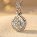 925 Sterling Silver Teardrop Moissanite Pendant Necklace