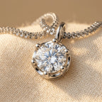 925 Sterling Silver Moissanite Bail Solitaire Pendant Necklace