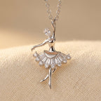 925 Sterling Silver Ballerina Moissanite Pendant Necklace