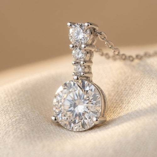925 Sterling Silver Moissanite Drop Pendant Necklace