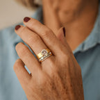 Inlaid Crystal Gold-Tone Ring