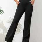 Uitlopende stretchbroek met elastische taille en lange pijp