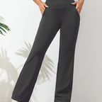 Uitlopende stretchbroek met elastische taille en lange pijp