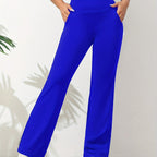 Uitlopende stretchbroek met elastische taille en lange pijp