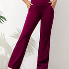 Uitlopende stretchbroek met elastische taille en lange pijp
