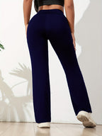 Uitlopende stretchbroek met elastische taille en lange pijp