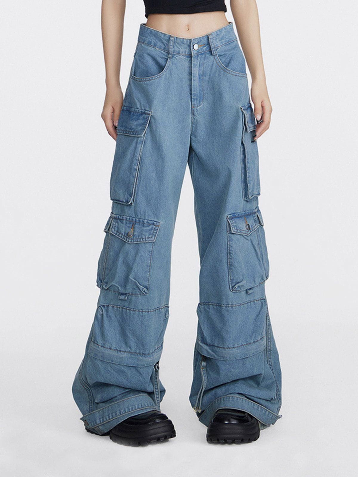 Rechte jeans met praktische zakken in een katoenmix