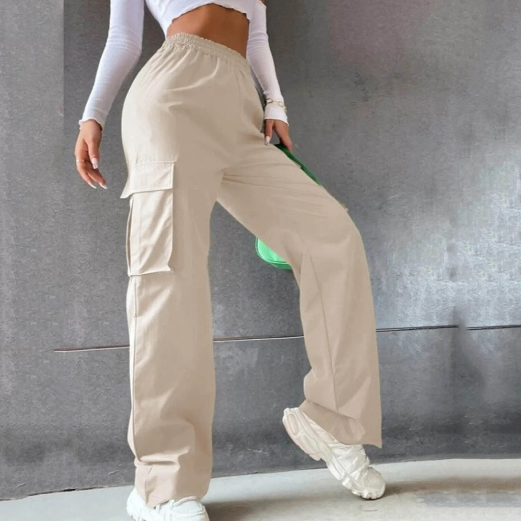 High-waist cargobroek met meerdere praktische zakken