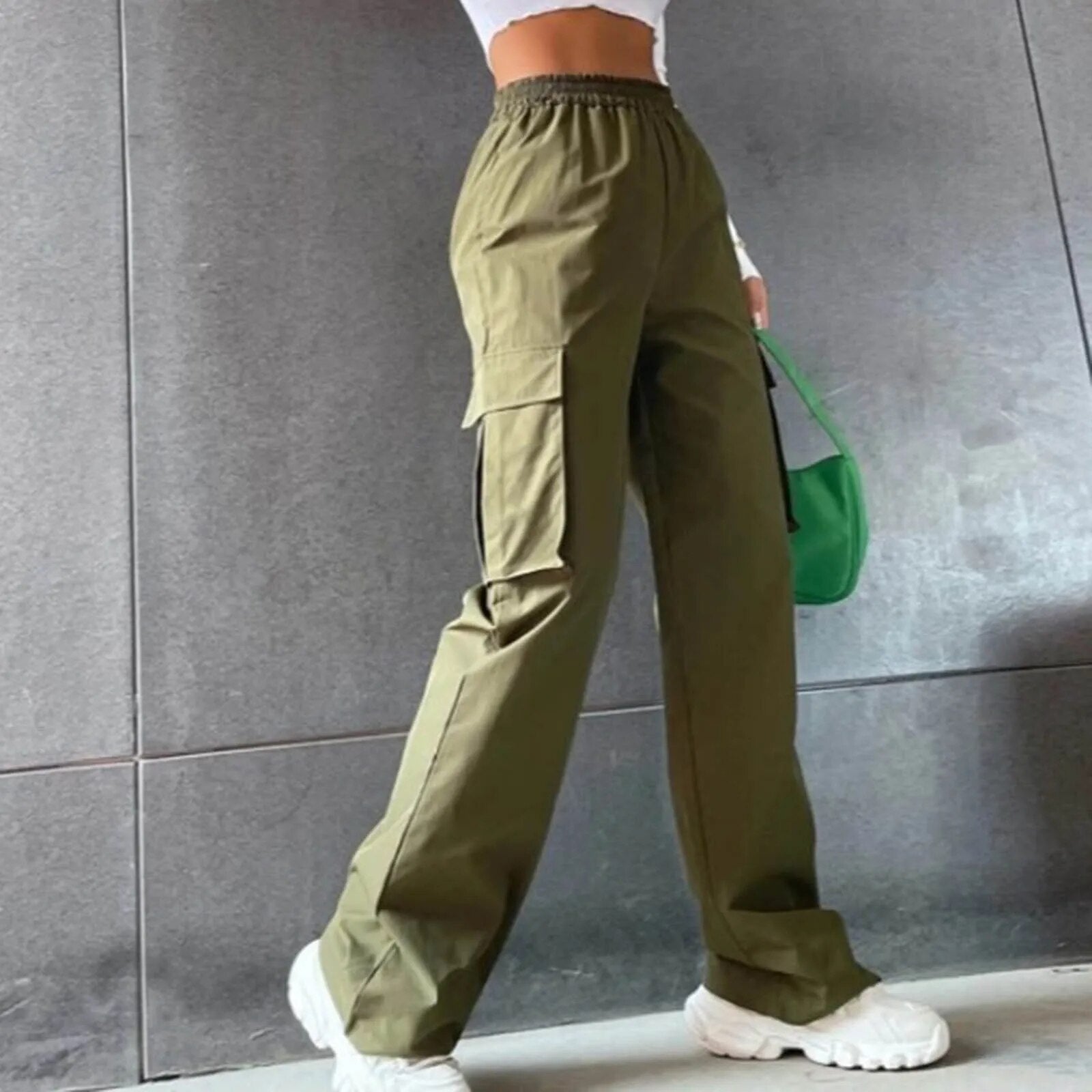 High-waist cargobroek met meerdere praktische zakken