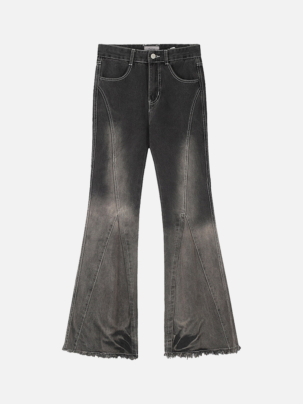 Flared jeans met vintage wassing en een beenverlengende lijn