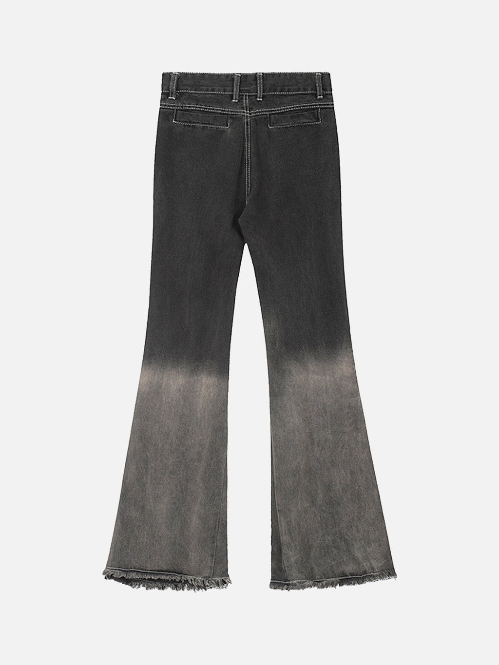 Flared jeans met vintage wassing en een beenverlengende lijn