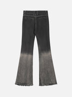 Flared jeans met vintage wassing en een beenverlengende lijn
