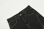 Flared jeans met vintage wassing en een beenverlengende lijn