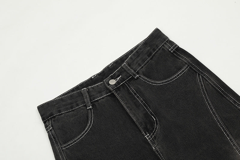 Flared jeans met vintage wassing en een beenverlengende lijn