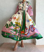 Wrap Long Sleeve Button-Front Collared Maxi Dress