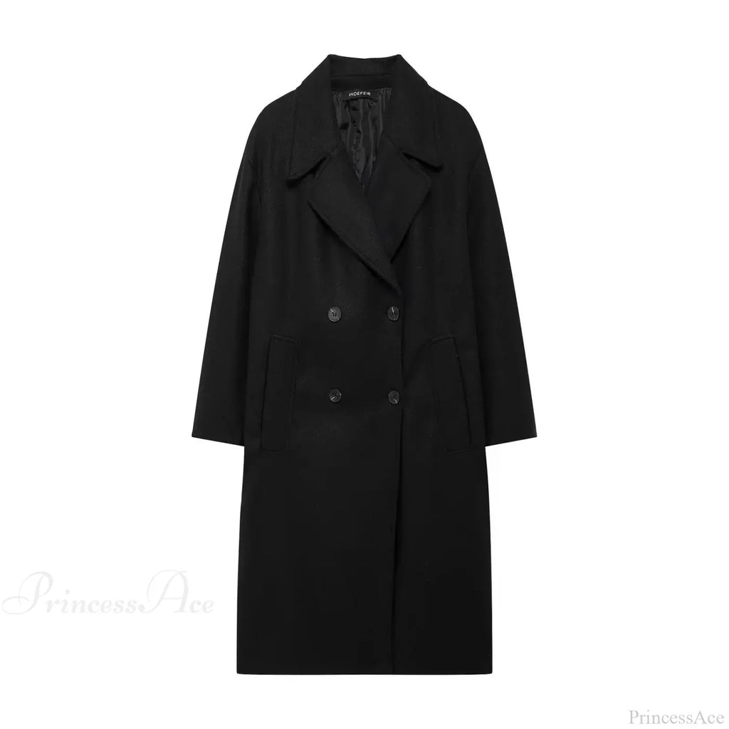 Double-Breasted Coat with a Mao Collar and Lace-Up Detail