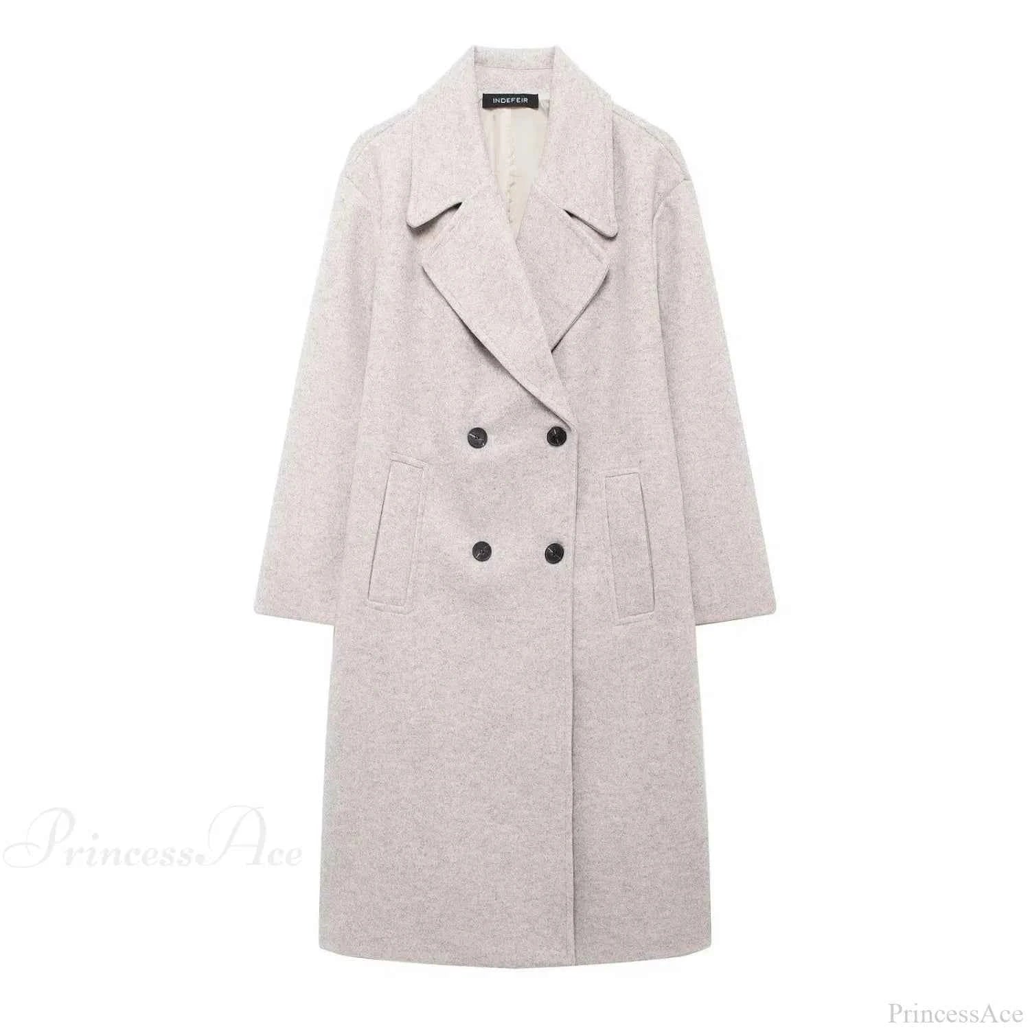Double-Breasted Coat with a Mao Collar and Lace-Up Detail