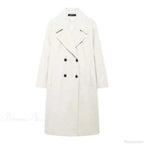 Double-Breasted Coat with a Mao Collar and Lace-Up Detail