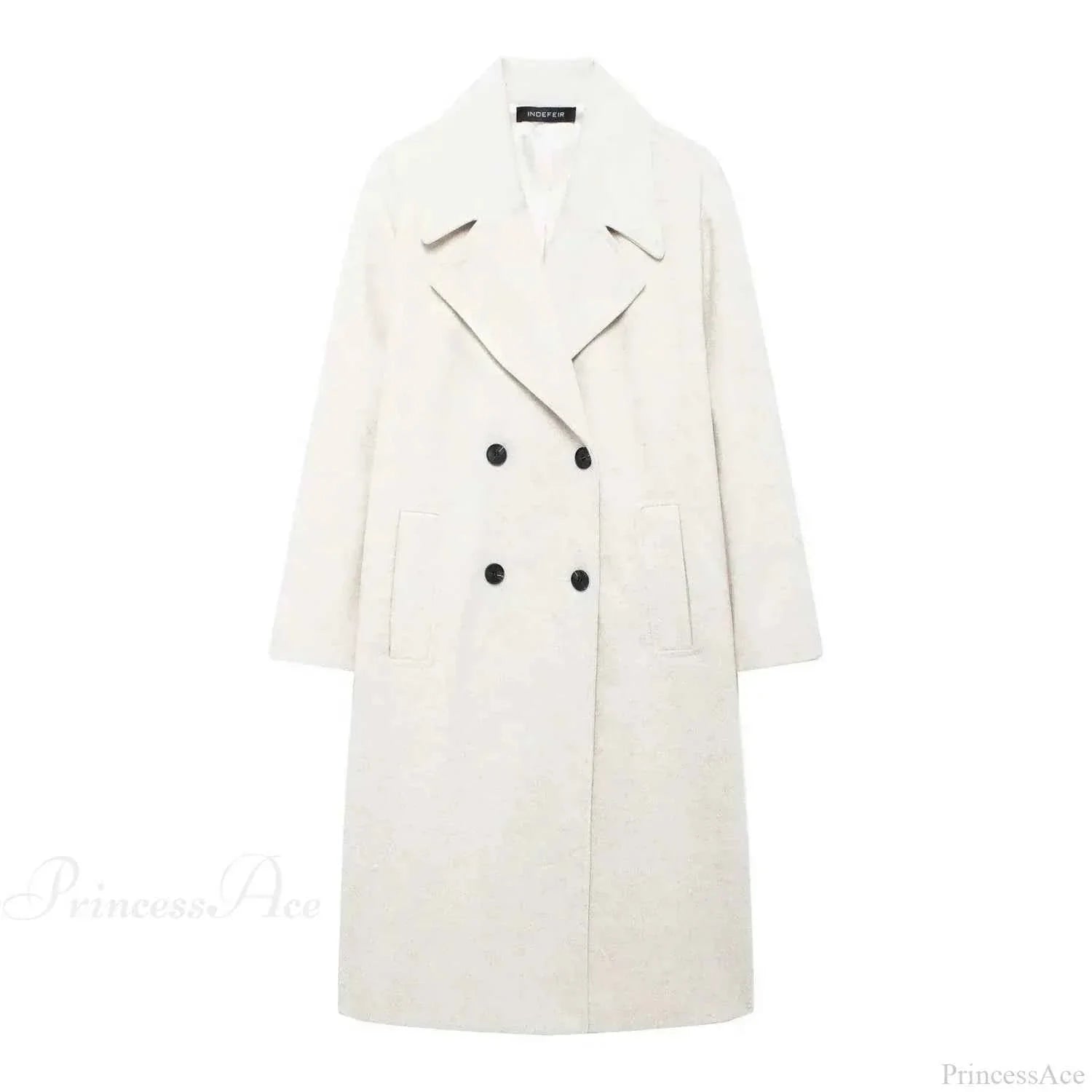 Double-Breasted Coat with a Mao Collar and Lace-Up Detail