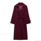 Brushed Longline Coat with Patchwork Panels and Adjustable Band