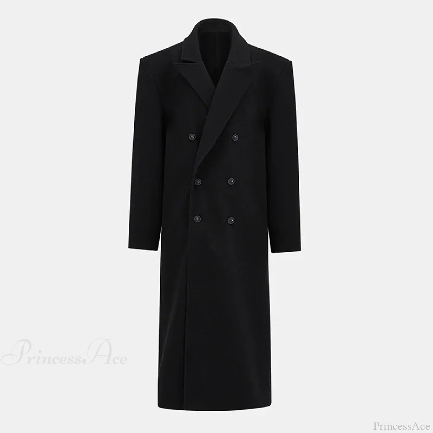 Double-Breasted Coat with Shoulder Epaulettes and Wide Lapels