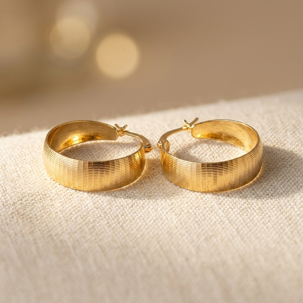 Wide Ribbed Gold-Tone Huggie Earrings