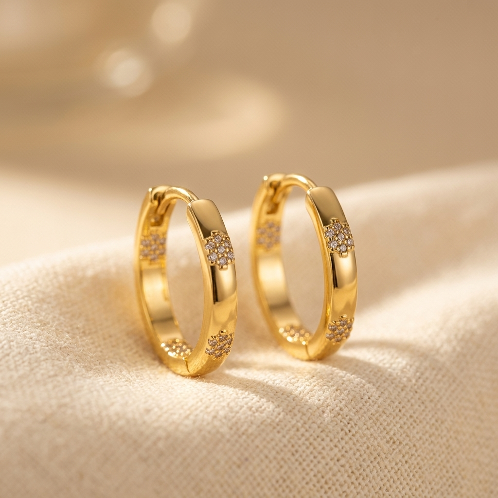 Vintage-Style Gold-Tone Flower Hoop Earrings