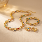 Kleurrijke set van schakelarmband en ketting