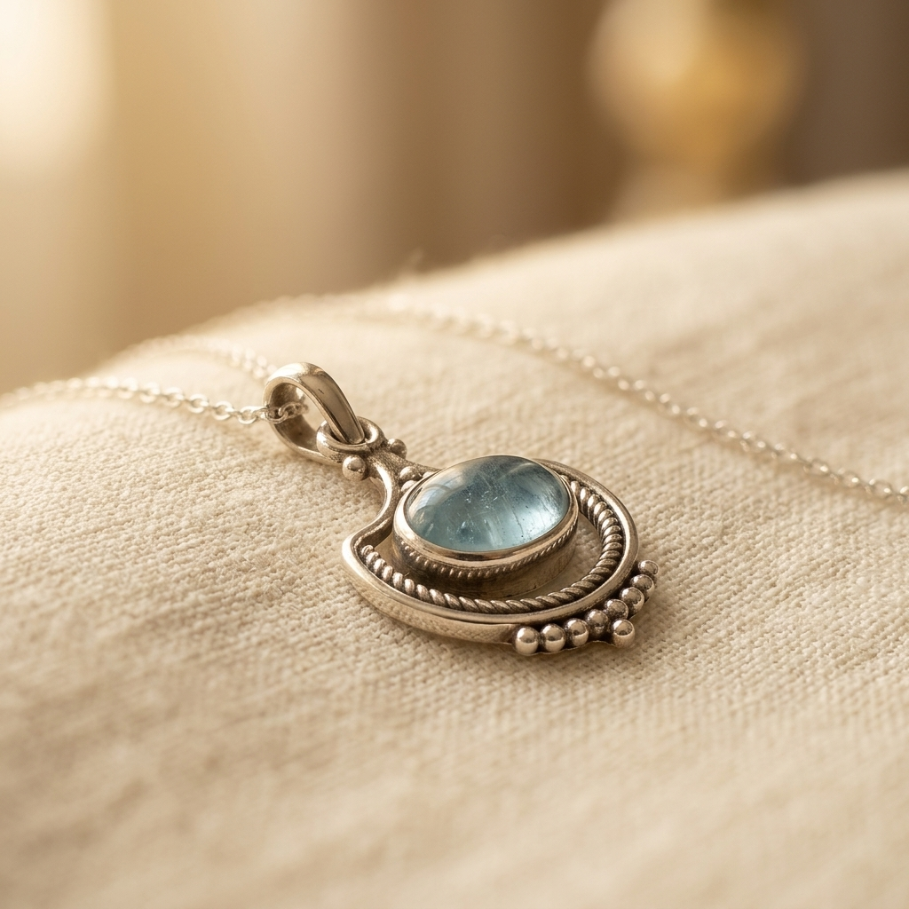 Vintage-Style Green Stone Pendant Necklace