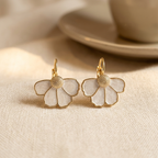 Four-Petal Flower Enamel Drop Earrings