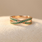 Minimalist Crossover Twisted Gold-Plated Zirconia Ring