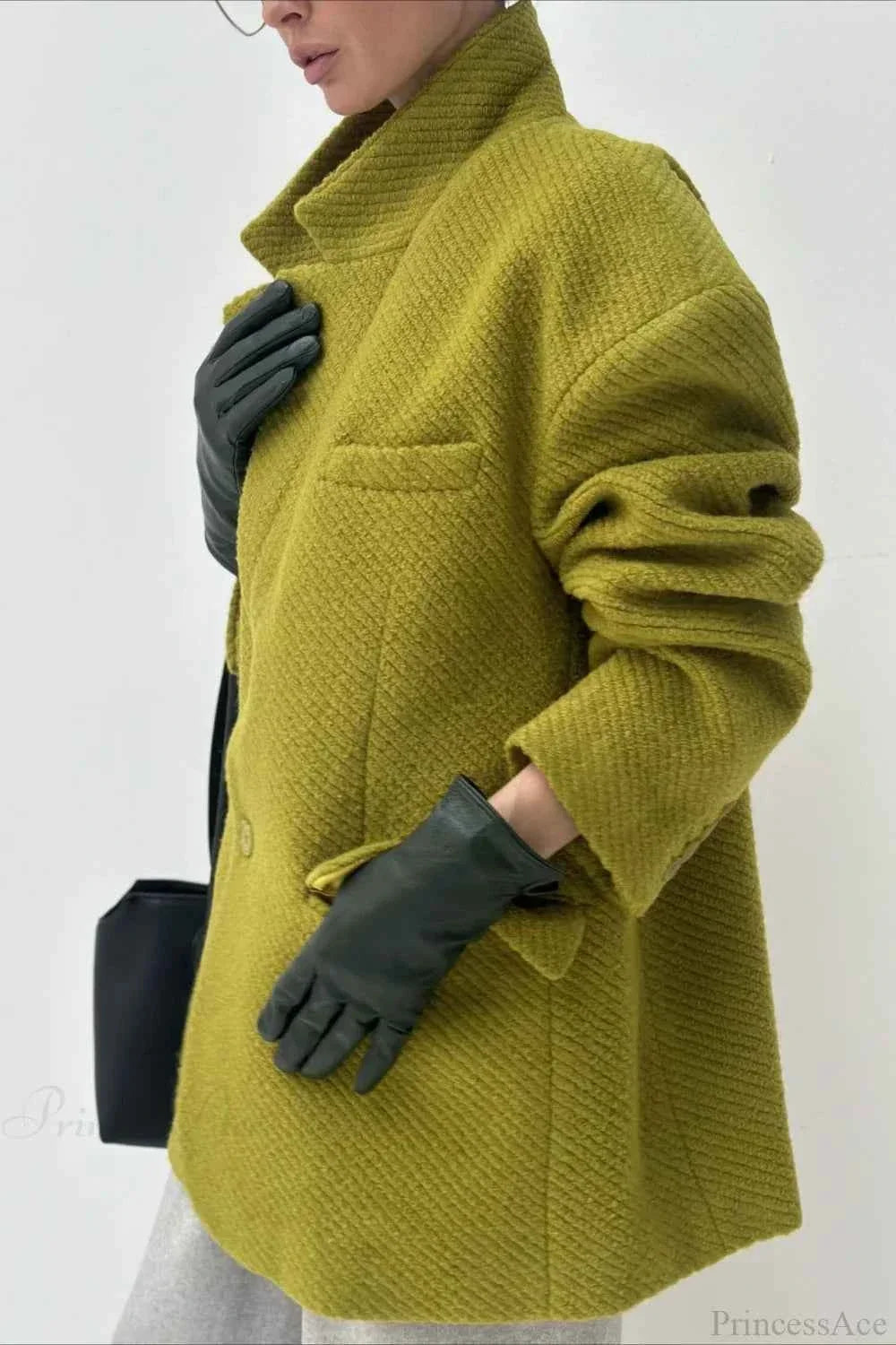Longline Blazer Coat with Notched Lapels and Loose Shoulders
