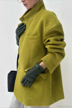 Longline Blazer Coat with Notched Lapels and Loose Shoulders