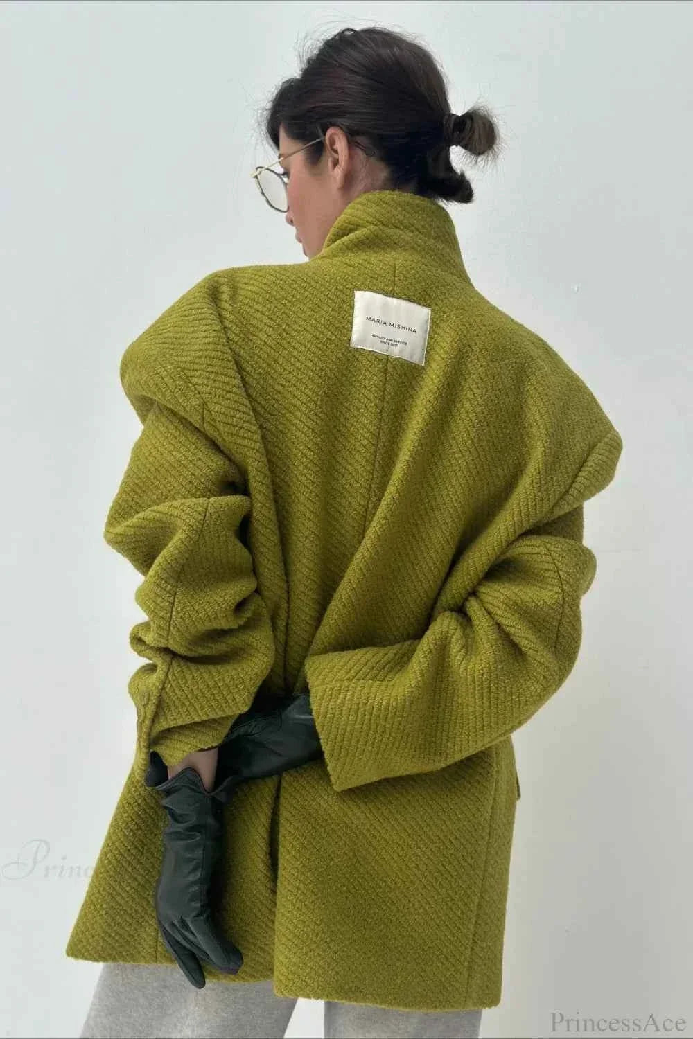 Longline Blazer Coat with Notched Lapels and Loose Shoulders