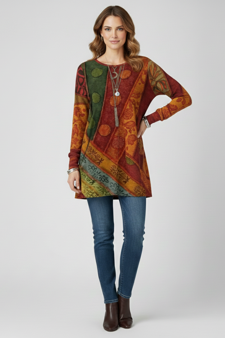 Lorelei Women's Patchwork Long Sleeve Tunic