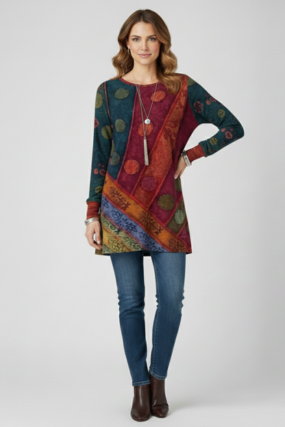 Lorelei Women's Patchwork Long Sleeve Tunic