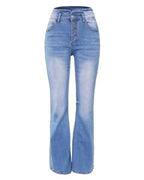 Jeans met hoge, geaccentueerde taille en makkelijke pasvorm