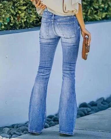 Jeans met hoge, geaccentueerde taille en makkelijke pasvorm