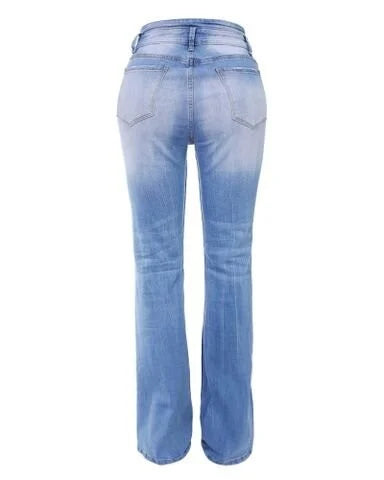 Jeans met hoge, geaccentueerde taille en makkelijke pasvorm