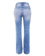 Jeans met hoge, geaccentueerde taille en makkelijke pasvorm