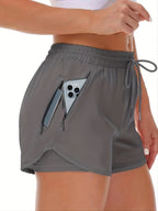 Twee-in-één sportshort met ingebouwde binnenbroek en koord