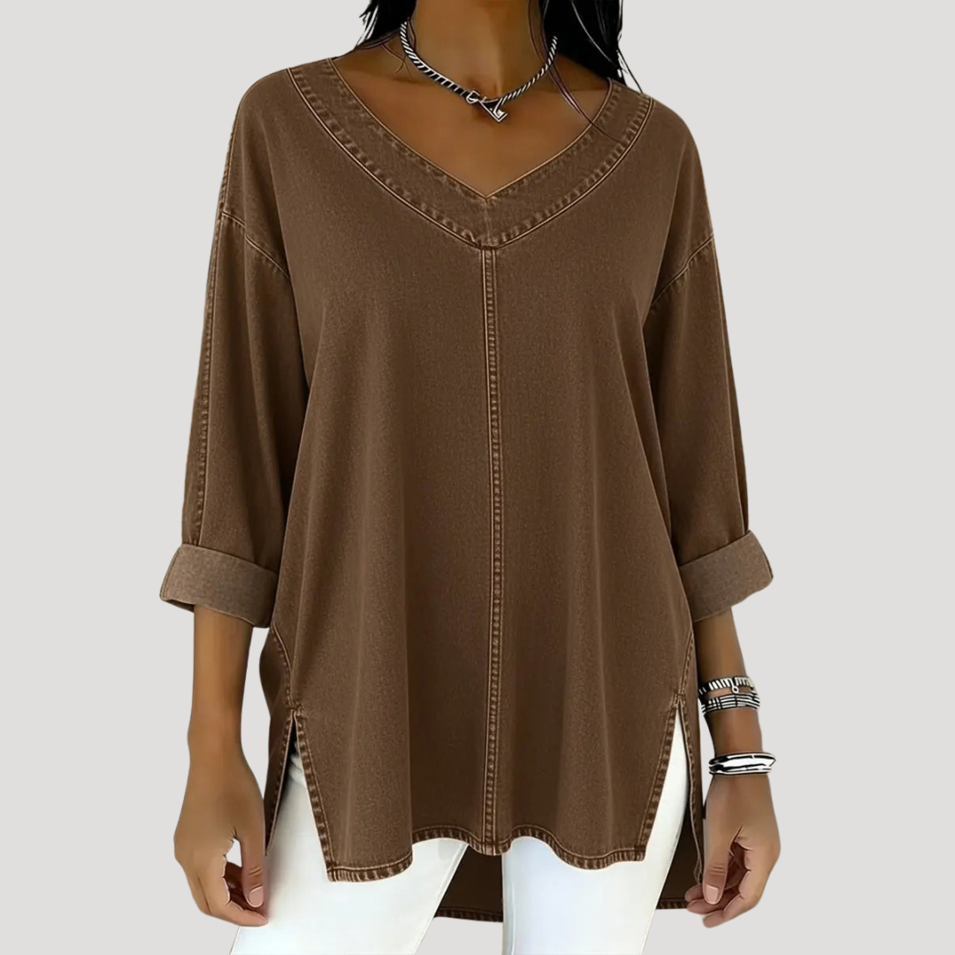 Magnolia Women's V-Neck Relaxed Tunic Top