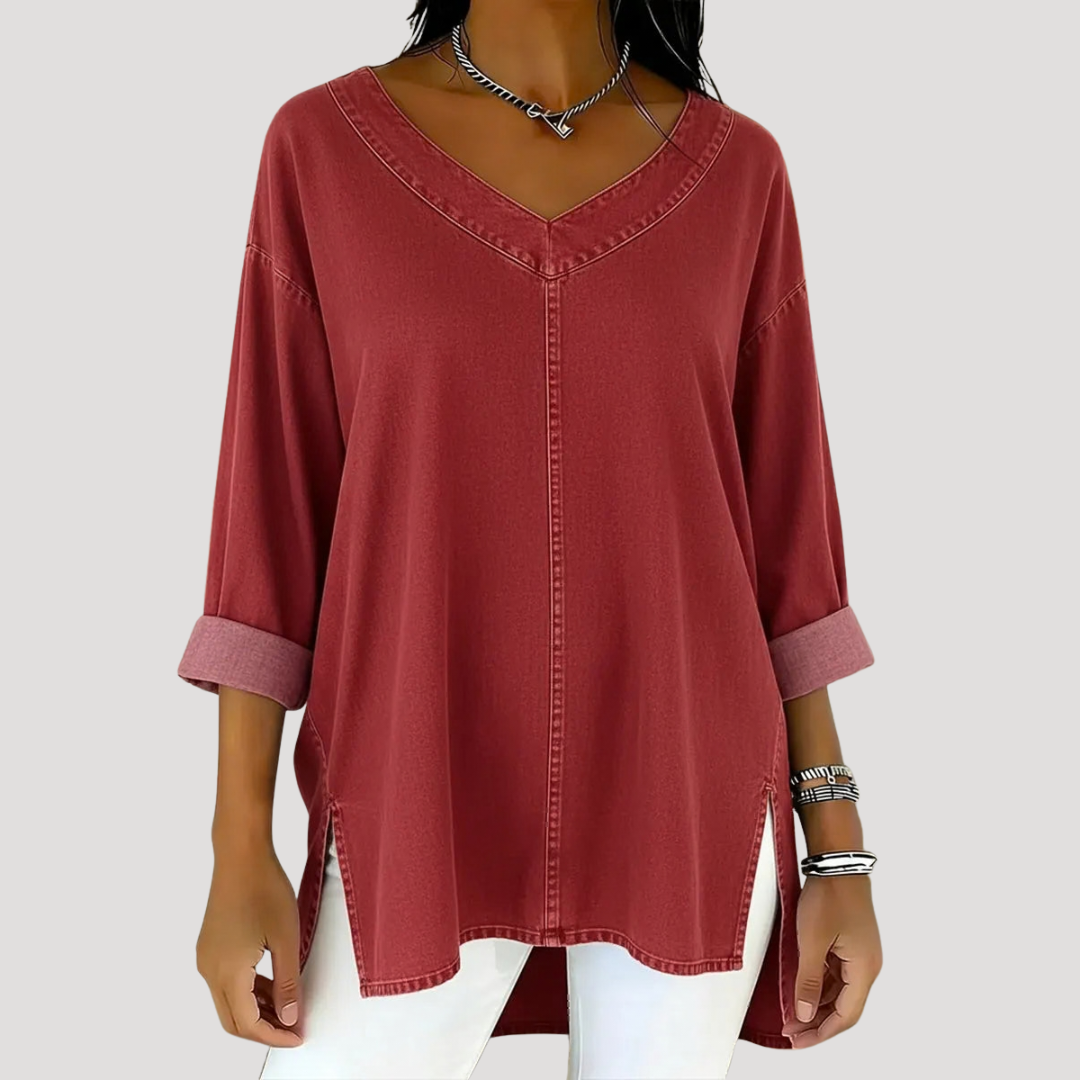 Magnolia Women's V-Neck Relaxed Tunic Top