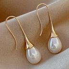 Classic Pearl Teardrop Earrings with Gold-Tone Hook