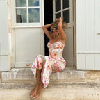 Floral Sleeveless Straight-Cut Slim Midi Dress