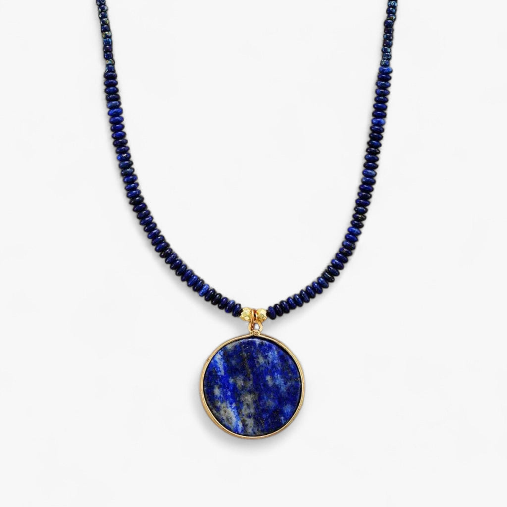 Handmade Lapis Lazuli Beaded Necklace in Deep Blue